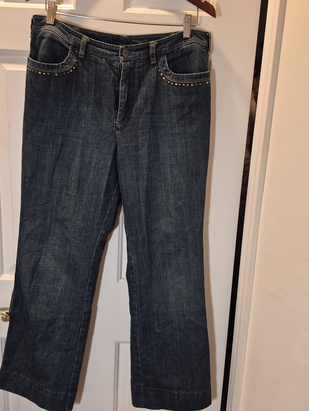 Talbots Straight-Leg Dark Blue Jeans with Rhinestone Accents
